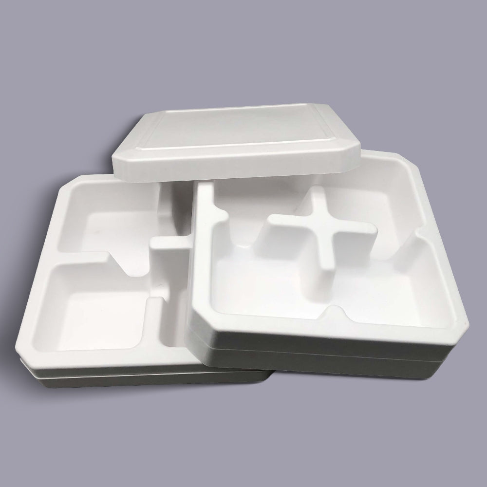 New Sustainable Snacks Treats Boxes White Pulp Boxes Mooncake Paper Tray