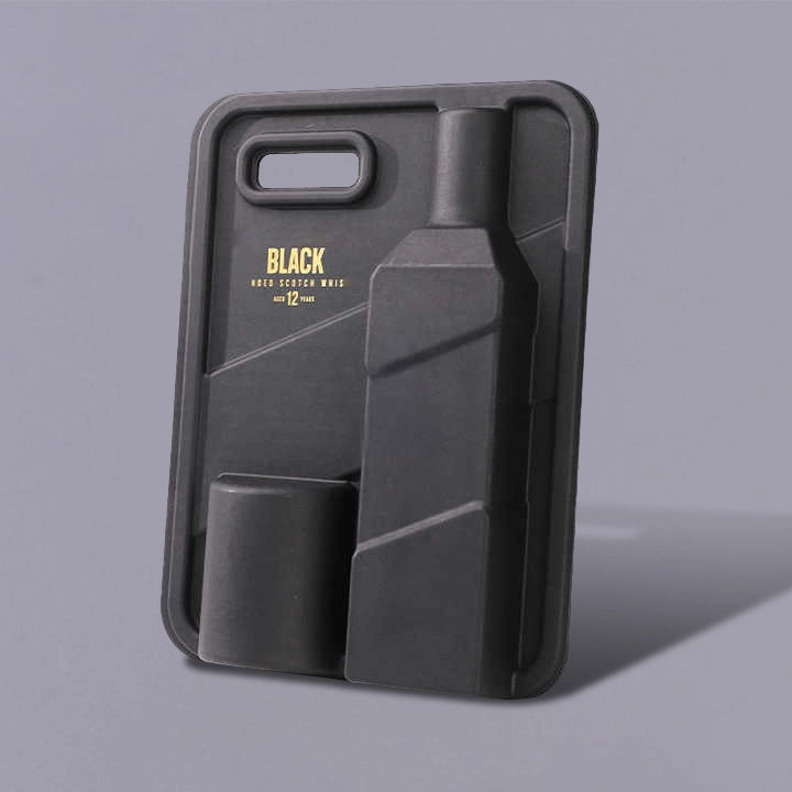 Black Wet-Pressed Pulp Molded Beverage Packaging Box