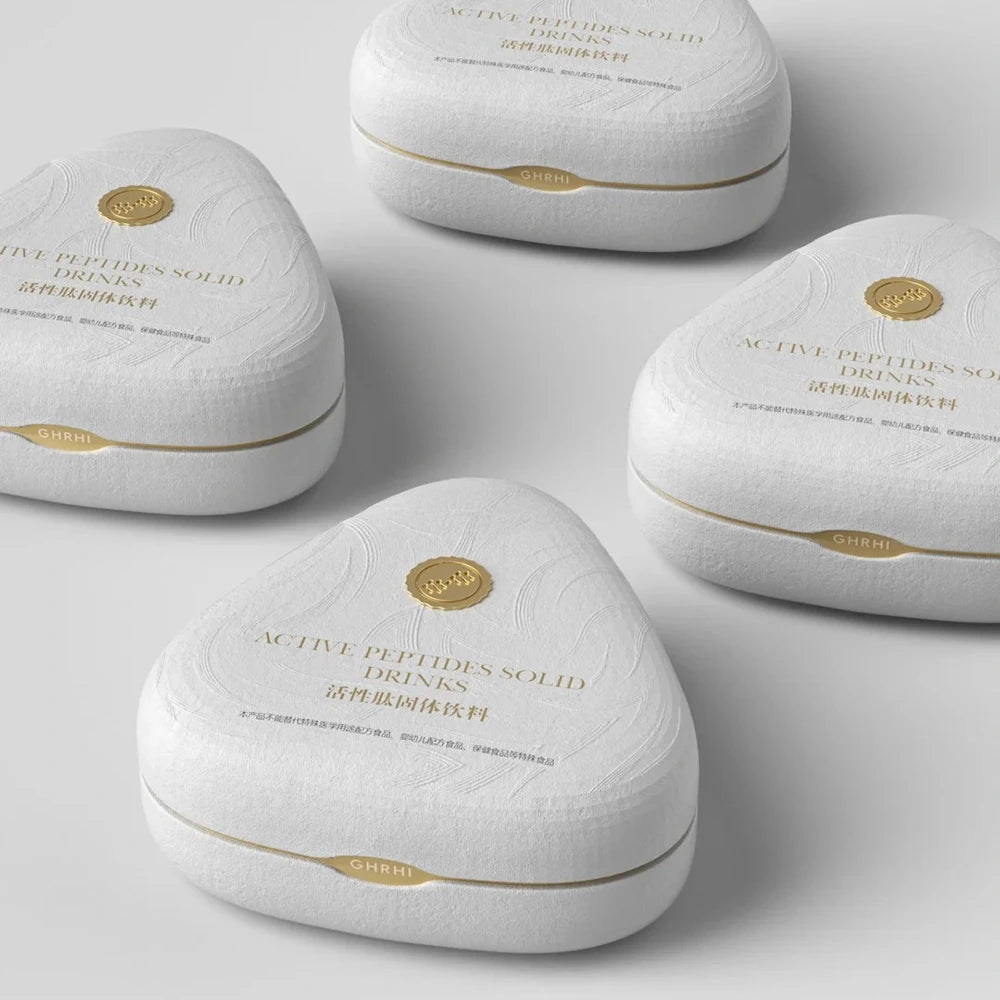 White Triangle Pulp Biodegradable Supplement Packaging