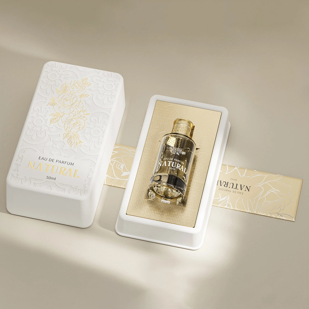 White Gold Engraved Design Perfume Packaging - Otarapack