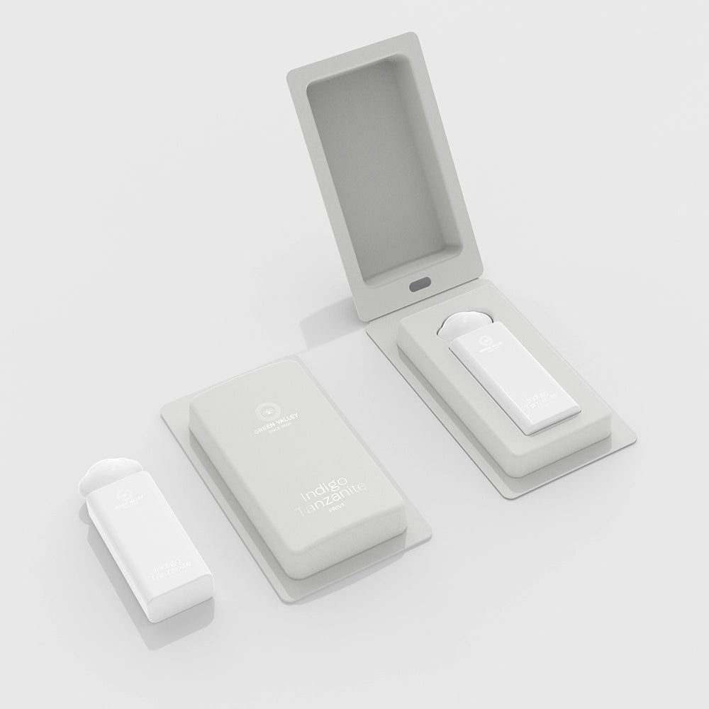 Botella de perfume con forma de nube única, embalaje ecológico.