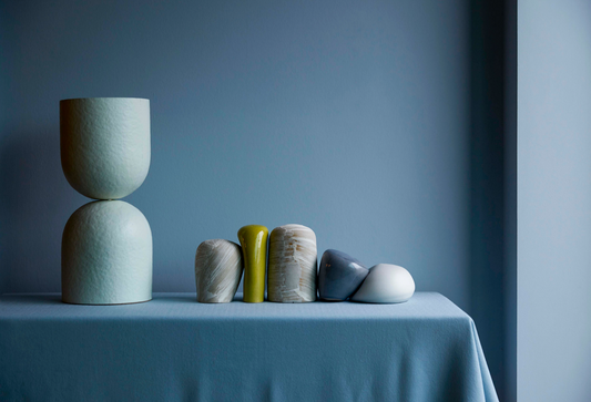 Multiple Sculptural Lamp Designs by Stacking Pulp Modules