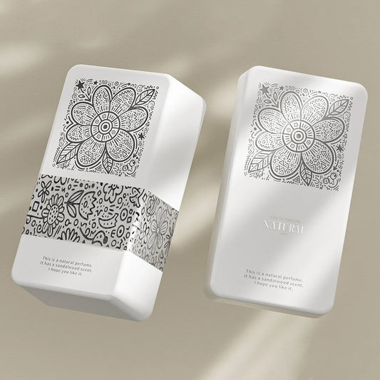 Black Floral Line Design White Perfume Box