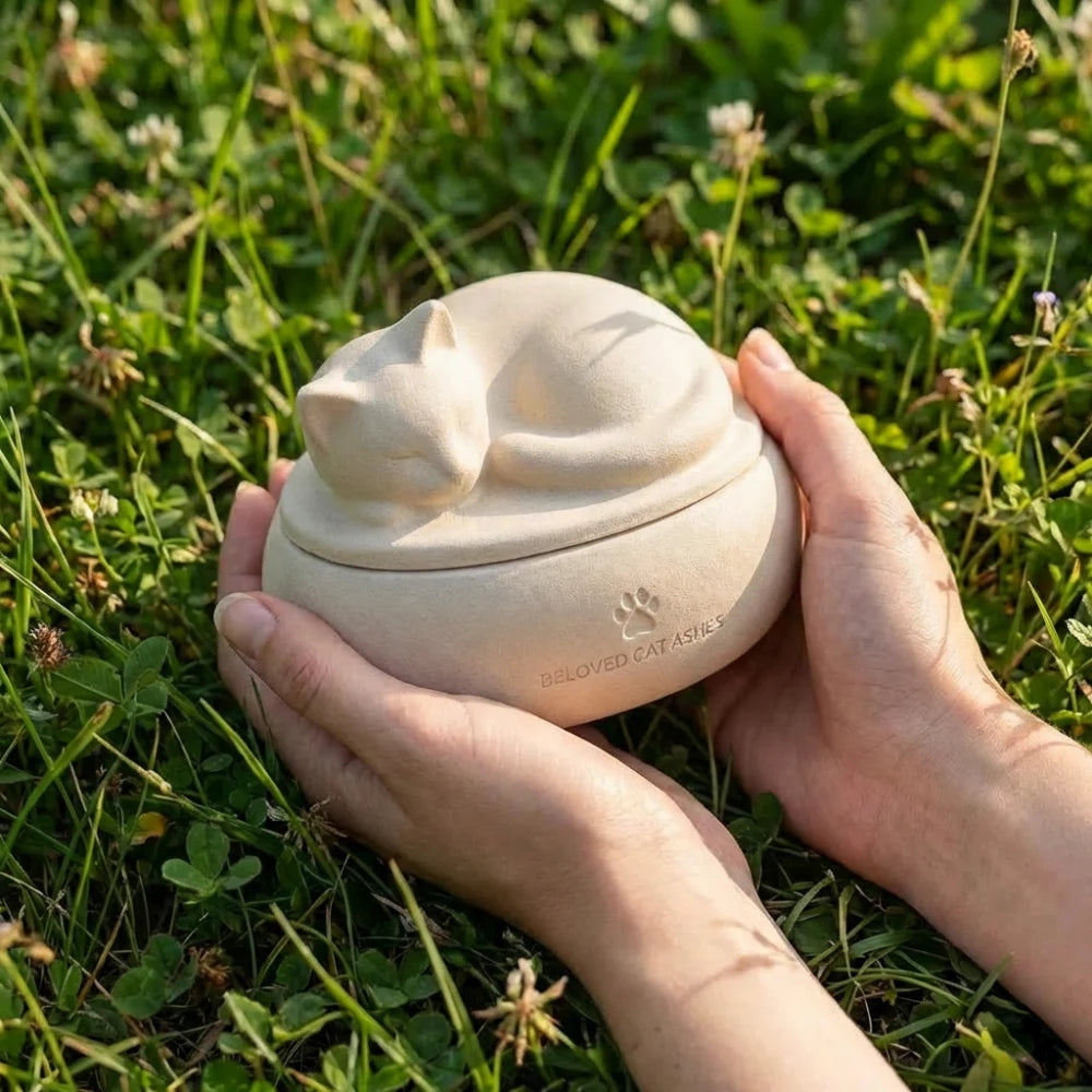 Lying Cat Biodegradable Pet Urn Wholesale