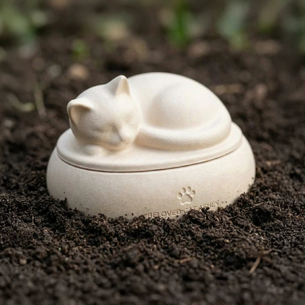 Lying Cat Biodegradable Pet Urn Wholesale
