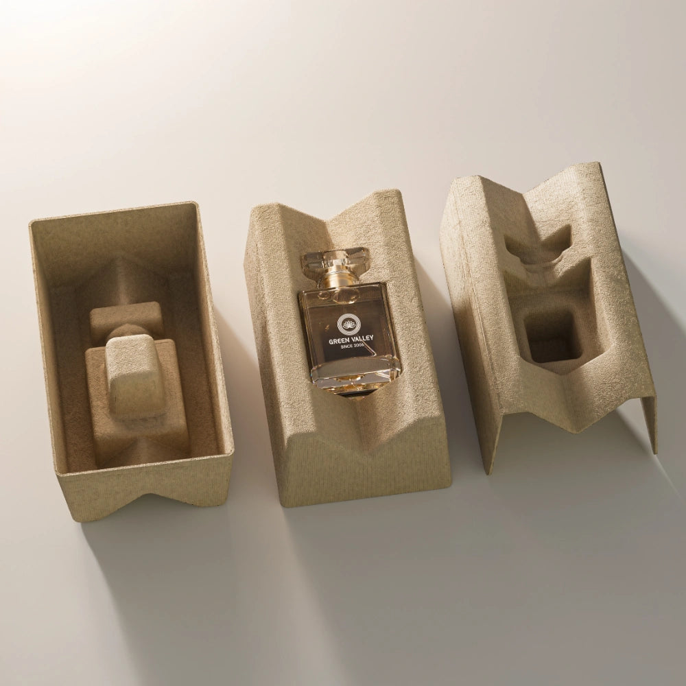 Wood Color Biodegradable Molded Pulp Perfume Packaging Insert