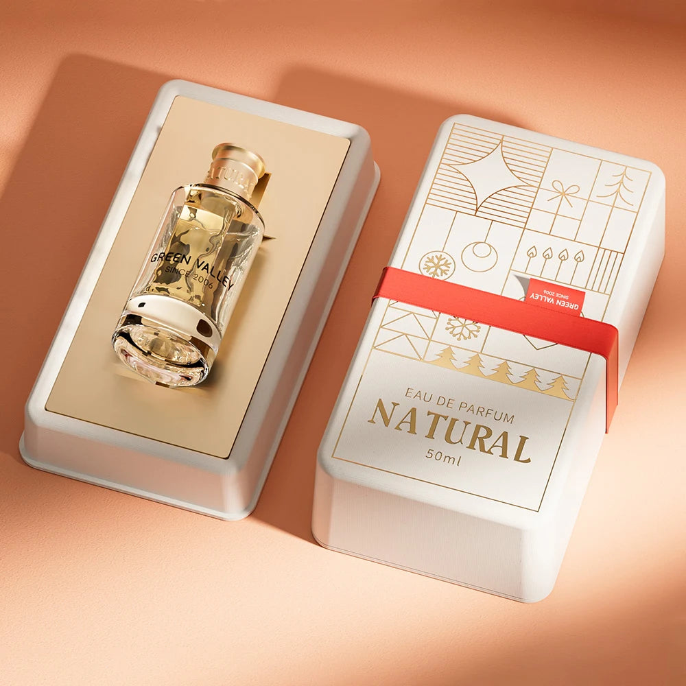 Sustainable Perfume Packaging with Gold Foil Line