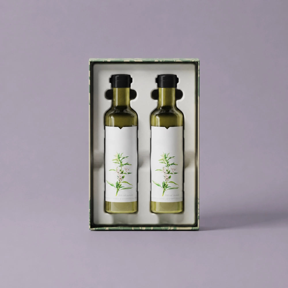 Floral Twin Bottle Sesame Oil Gift Box Wholesale