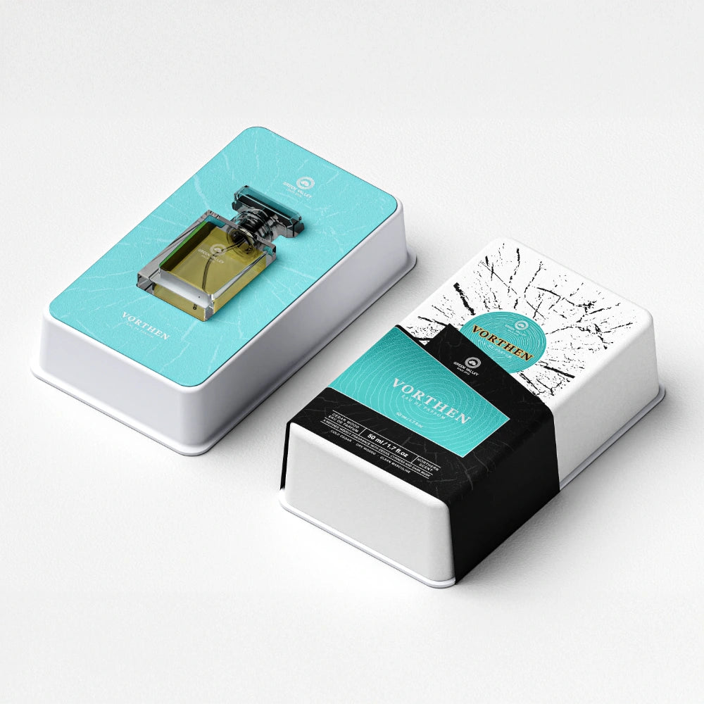 Teal Tree Ring Molded Pulp Perfume Box