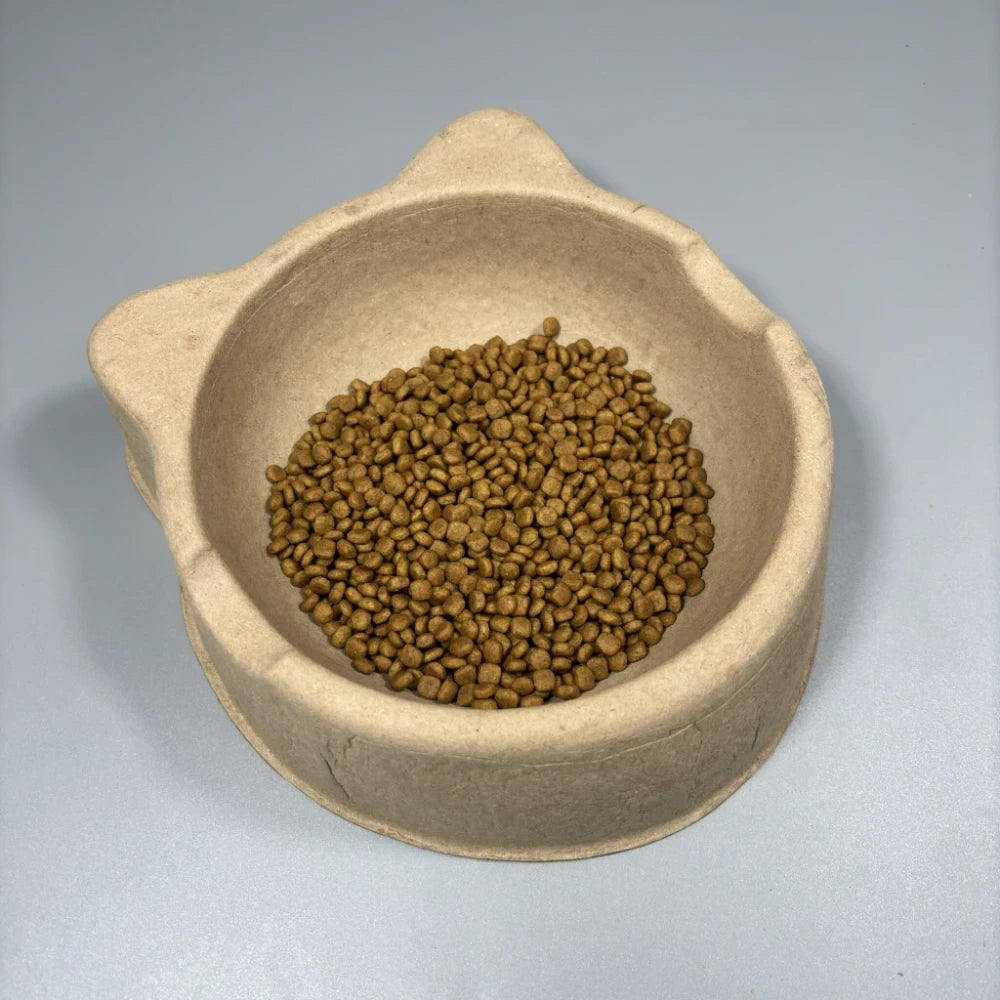 Cat Shaped Pulp Sustainable Pet Food Bowl