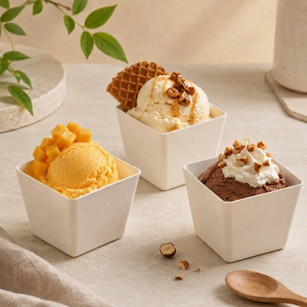 Biodegradable Molded Pulp Disposable Ice Cream Dessert Cup