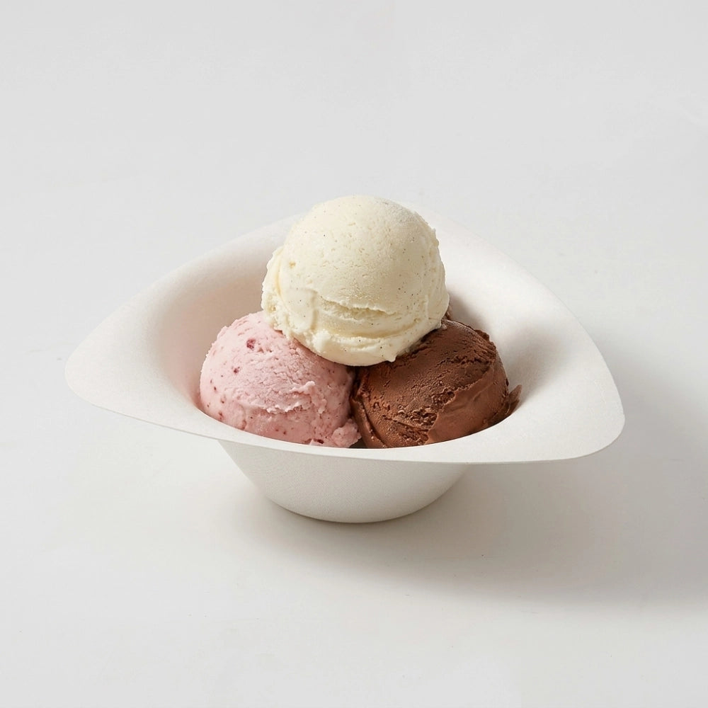 Triangle Disposable Molded Pulp Ice Cream Yogurt Bowl