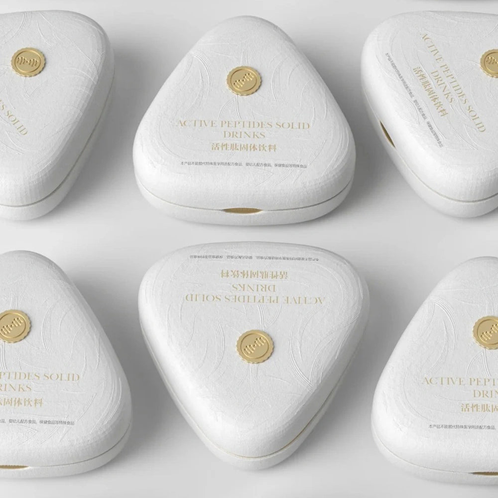 White Triangle Pulp Biodegradable Supplement Packaging