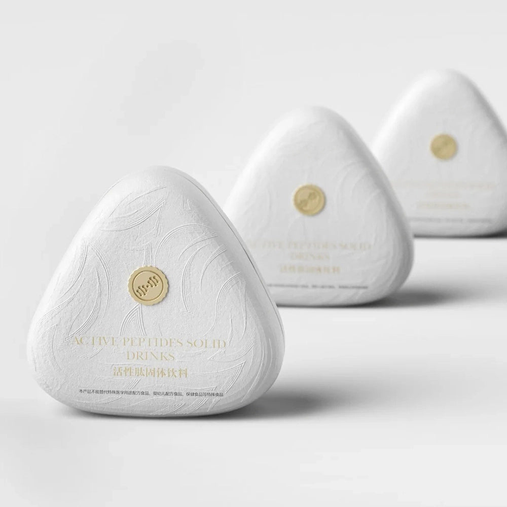 White Triangle Pulp Biodegradable Supplement Packaging
