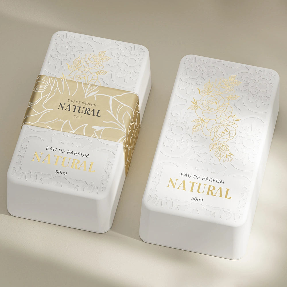 White Gold Engraved Design Perfume Packaging