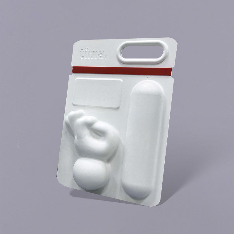 Clip para frisbee con ranuras y mango recortado, embalaje biodegradable