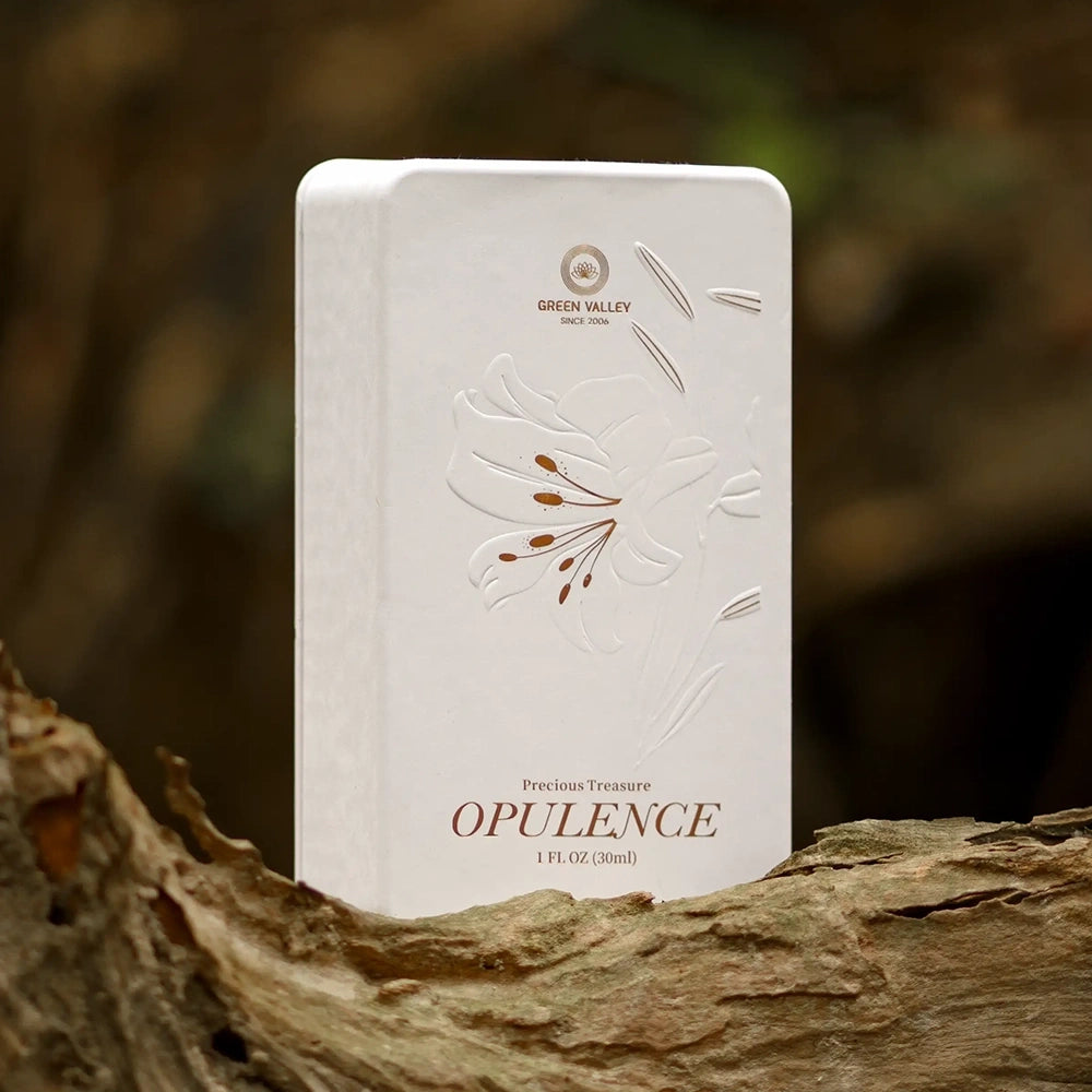 Gold Foil Lily Emerald Ribbon Molded Pulp Perfume Box - Otarapack