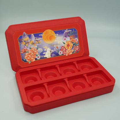 Red Color 8 Slots Mooncake Box