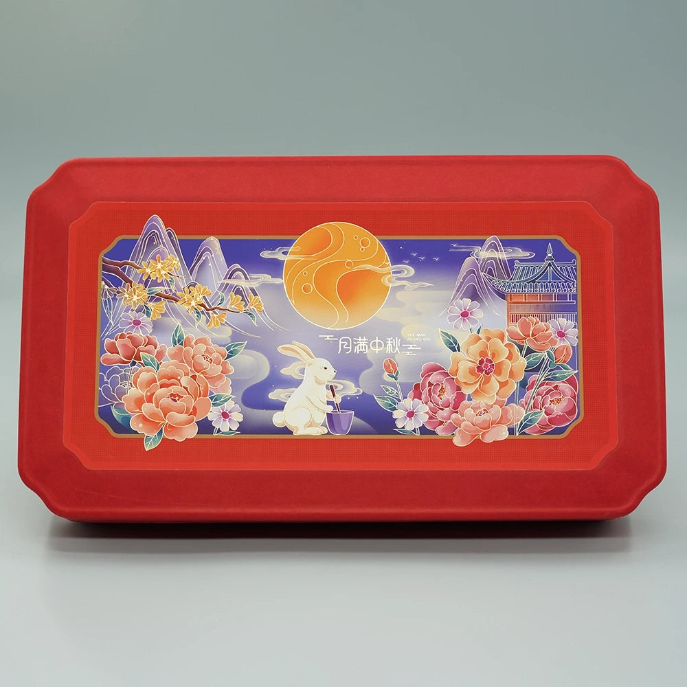 Red Color 8 Slots Mooncake Box