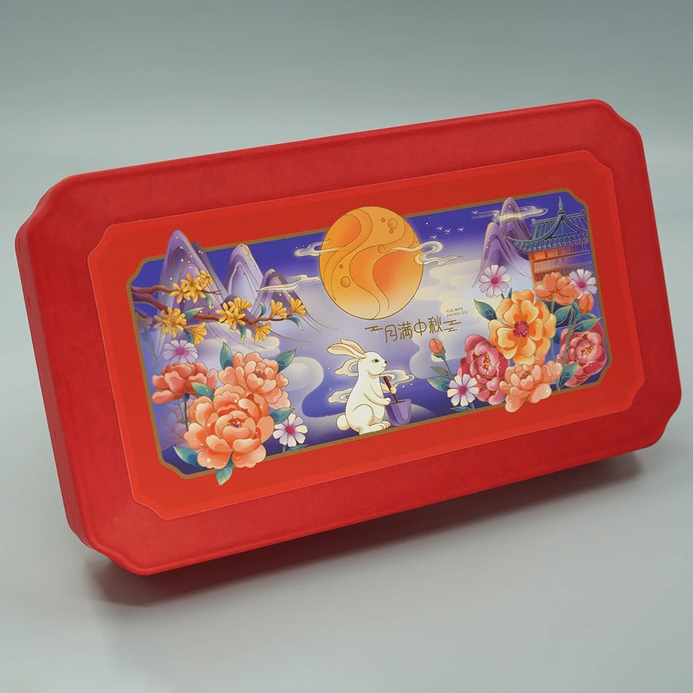 Red Color 8 Slots Mooncake Box