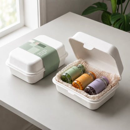 Green Pattern Molded Pulp Supplement Box