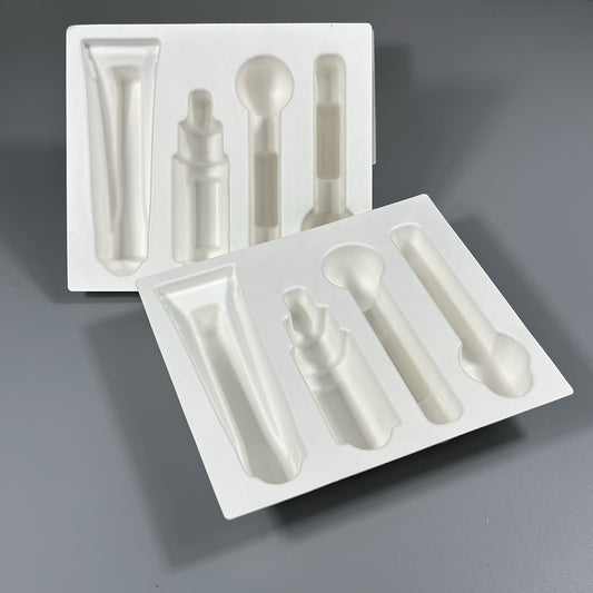 Green Cellulose Molded Pulp Trays For Cosmetics