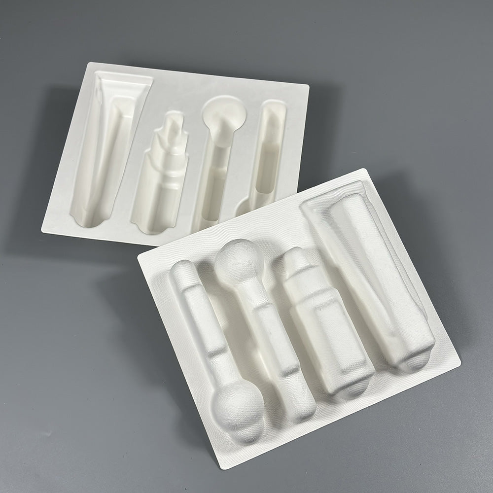 Green Cellulose Molded Pulp Trays For Cosmetics