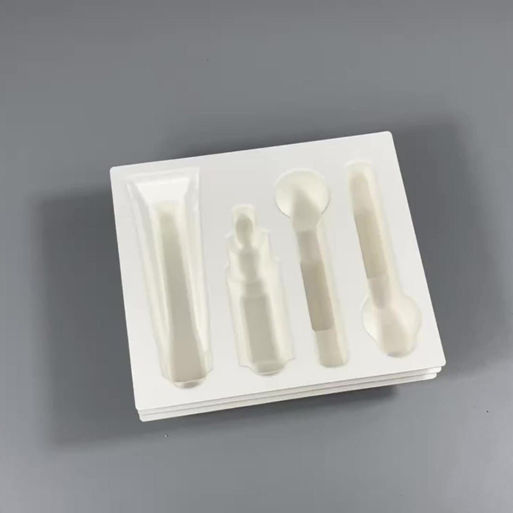 Green Cellulose Molded Pulp Trays For Cosmetics